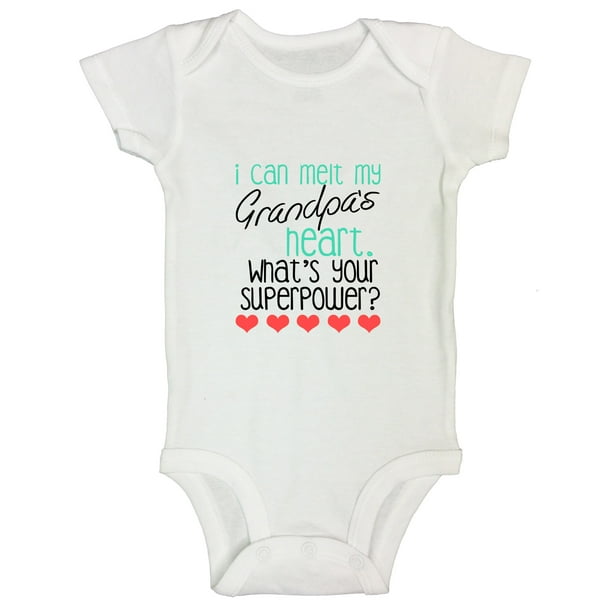 Whats Your Superpower White Comfy Short Sleeve Infant Baby Onesies I Can Melt Grandpas Heart Whats Your Superpower White Comfy Short Sleeve Infant Baby Onesies I Can Melt Grandpas Heart